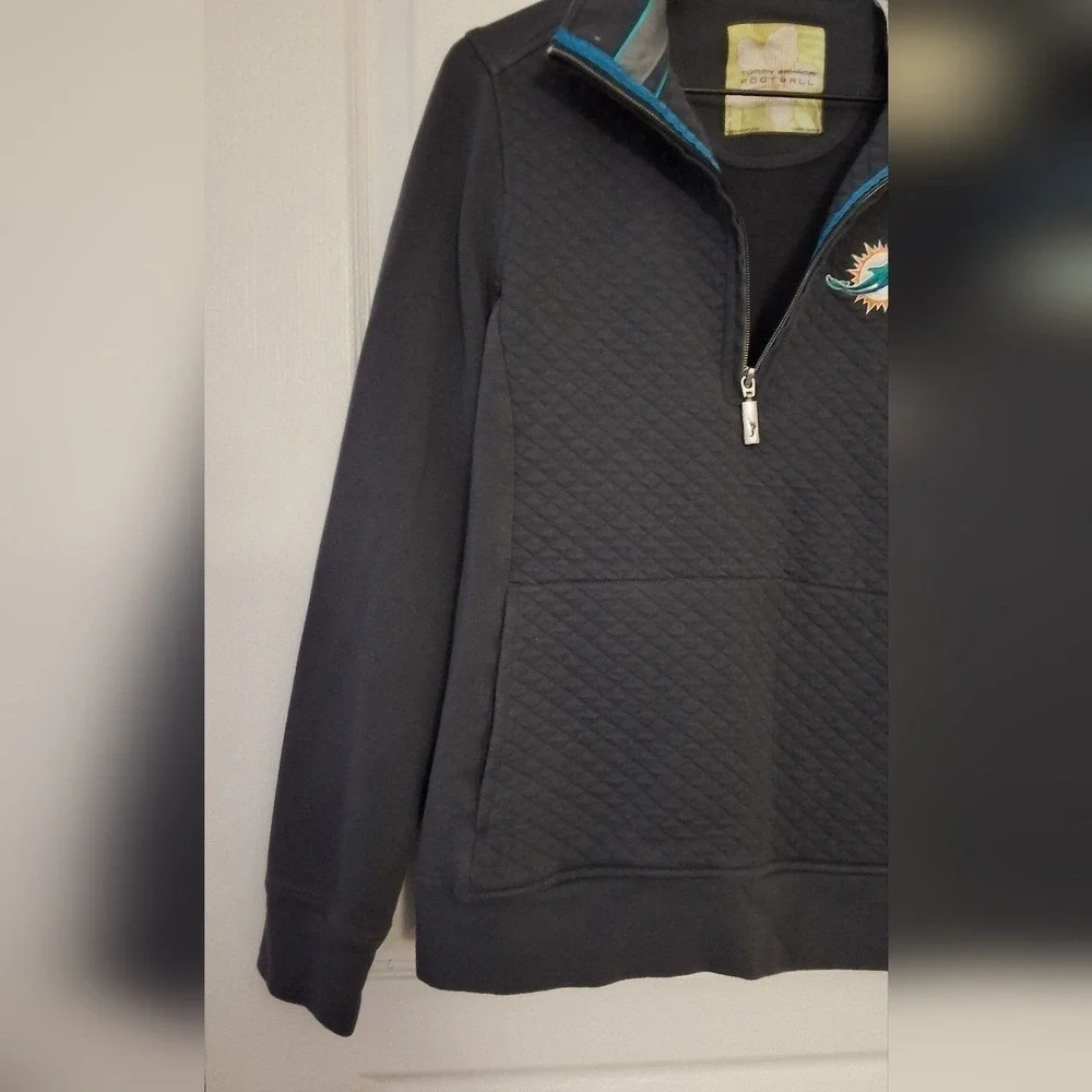 Tommy Bahama‎ Women's Football Half Zip Quilted Sweatshirt black Dolphins  S/P